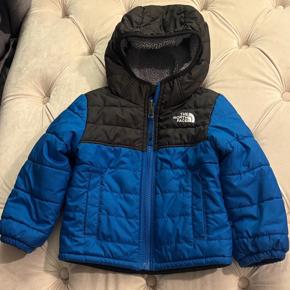 The North Face Boys Blue and Black Puffer Jacket with Hood